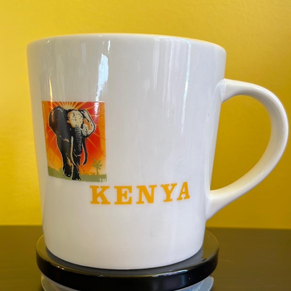 Starbucks 2005 Coffee Mug Kenya Africa Arabia Map Elephant 16 oz Tea Cup Yellow